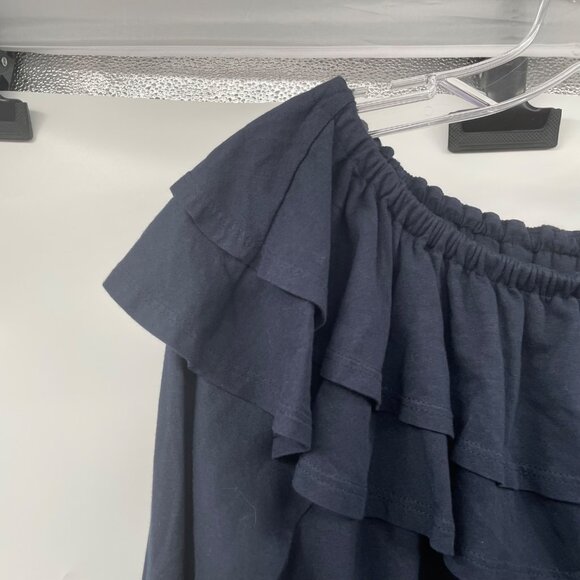 J.Jill Womens Off Shoulder Ruffle Blouse 3/4 Sleeve Navy Size Small Petite - Picture 5 of 9